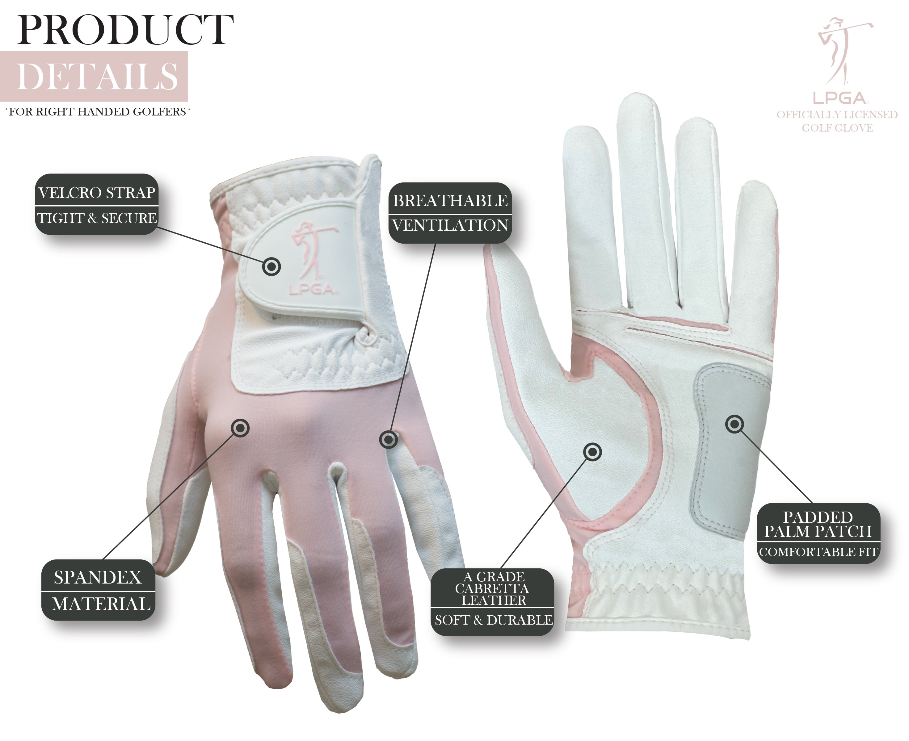 Women’S Pink Left-Handed Golf Glove for Right-Handed Golfers