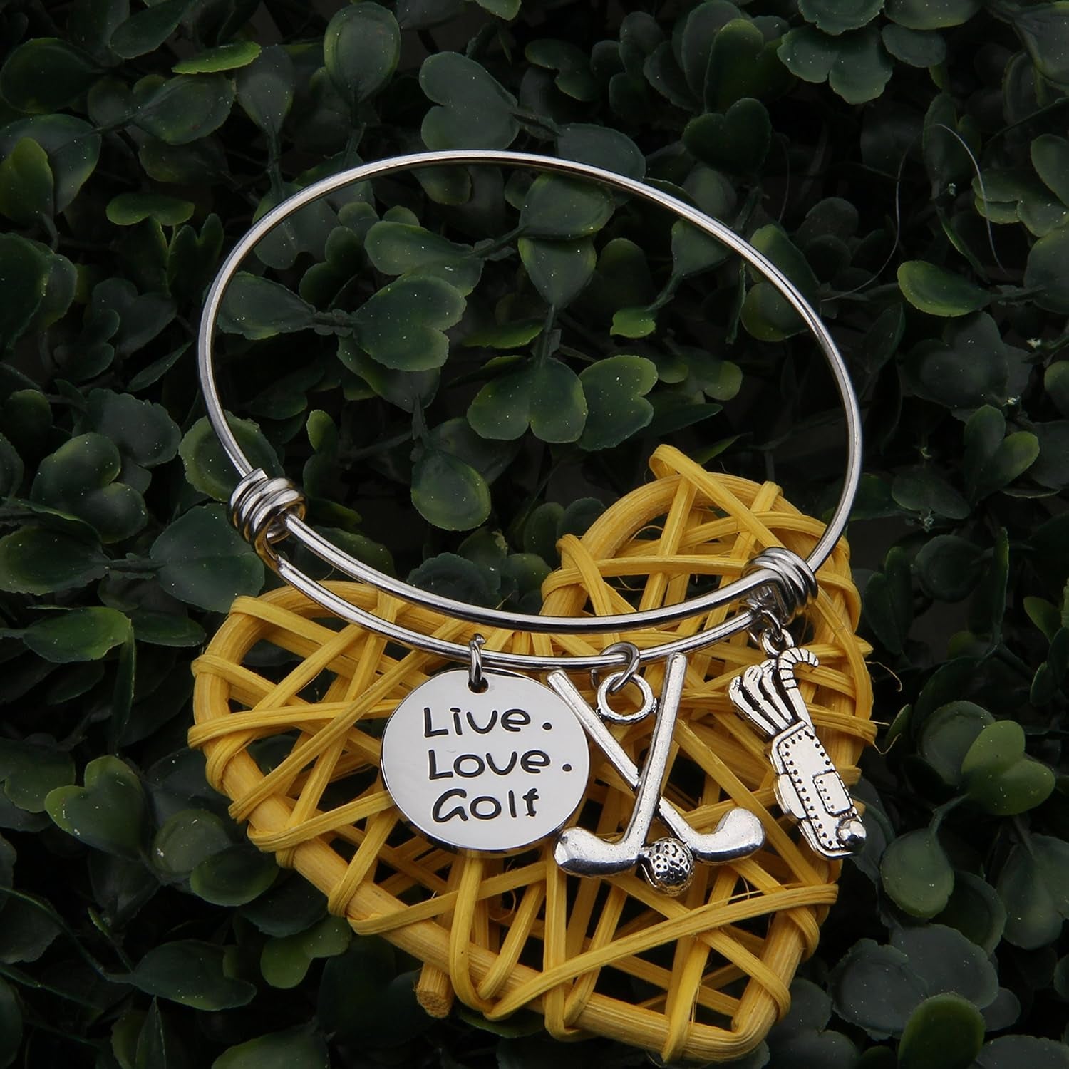 Charming Golf Bracelet - Live Love Golf Expandable Charm Jewelry for Golf Lovers and Teams