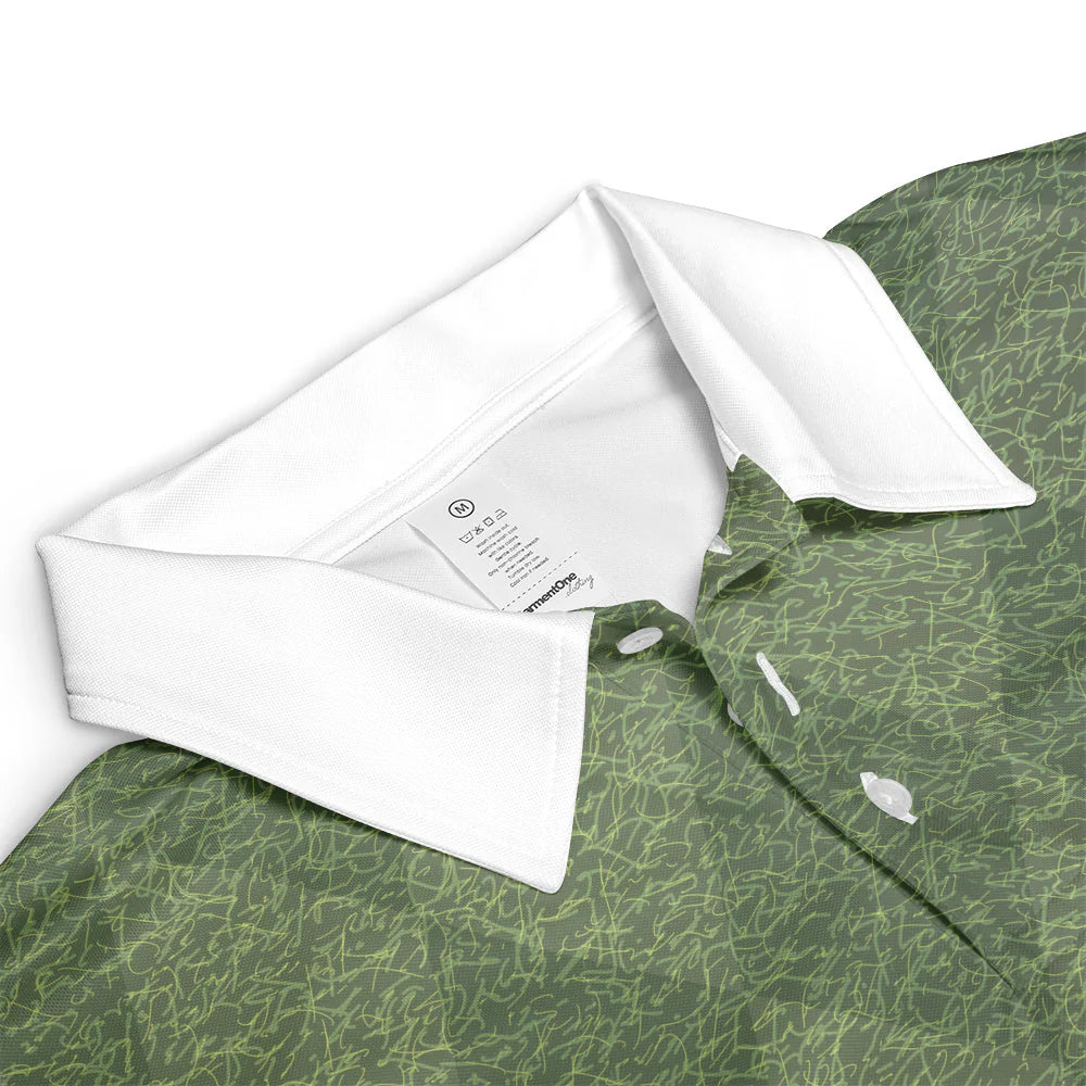 Elevate Your Game with the Personalized Green Grass Golf Polo - Customizable Golf Shirt for Enthusiasts