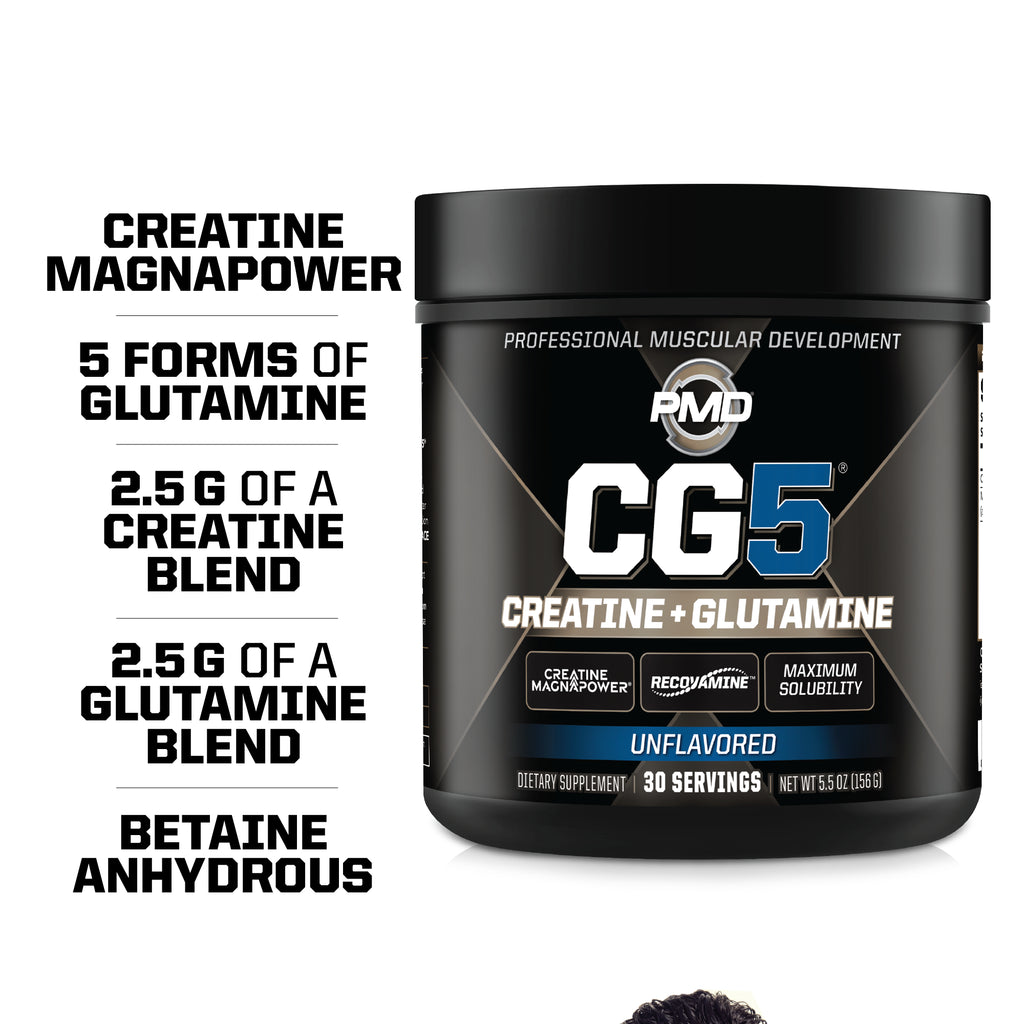 Sports CG5 - Premium Creatine and L Glutamine Powder - Maximum Strength Power Recovery, Build Lean Muscle, Increase Workout Performance - Pre Workout and Post Workout - Unflavored (30 Servings)