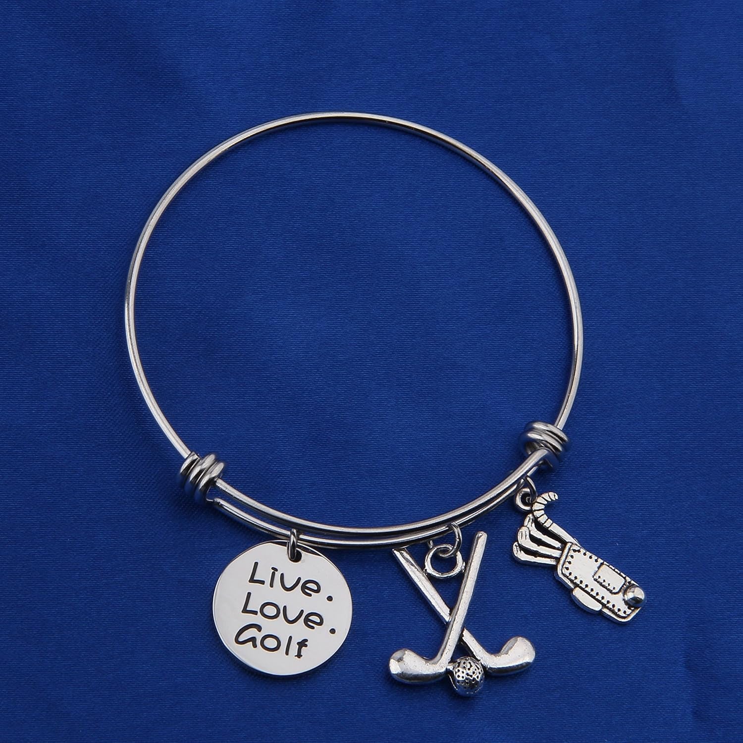 Charming Golf Bracelet - Live Love Golf Expandable Charm Jewelry for Golf Lovers and Teams
