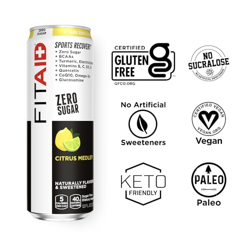 GOLFERAID Performance Blend, Up Your Golf Game, No Caffeine, Glucosamine, Turmeric, MSM, CoQ10, B-Complex, BCAAs and Electrolytes, 40 Calories, 100% Clean, Paleo, Vegan, 12-oz. cans (Pack of 24)