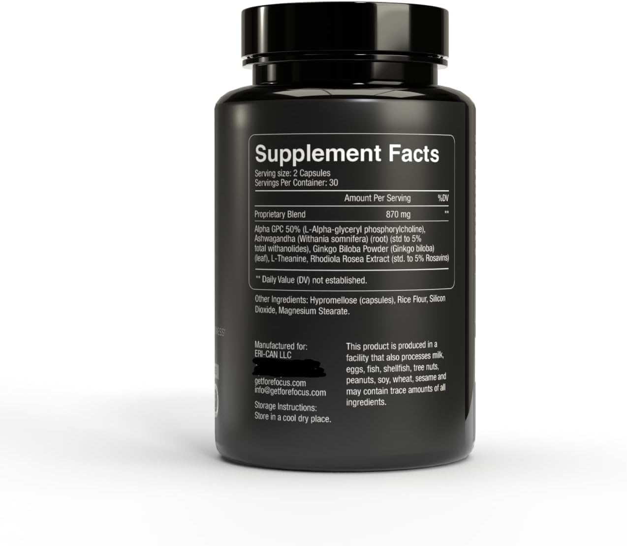 Sports Supplements - Mental Focus Support Supplement - Ashwagandha, L Theanine, Rhodiola Rosea & Ginkgo Biloba - Alpha Brain Supplements for Memory or Focus, Non-GMO, Vegan (1 month supply)