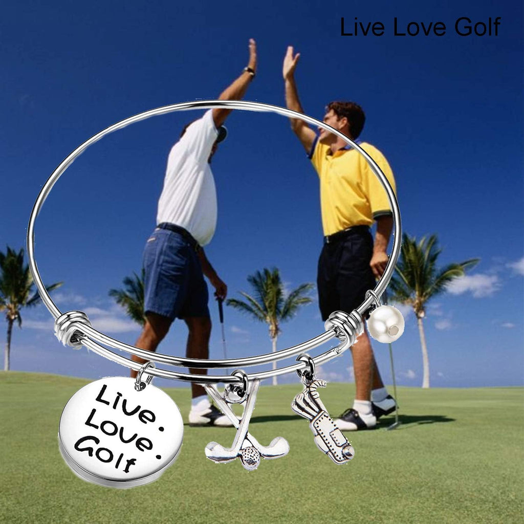 Charming Golf Bracelet - Live Love Golf Expandable Charm Jewelry for Golf Lovers and Teams