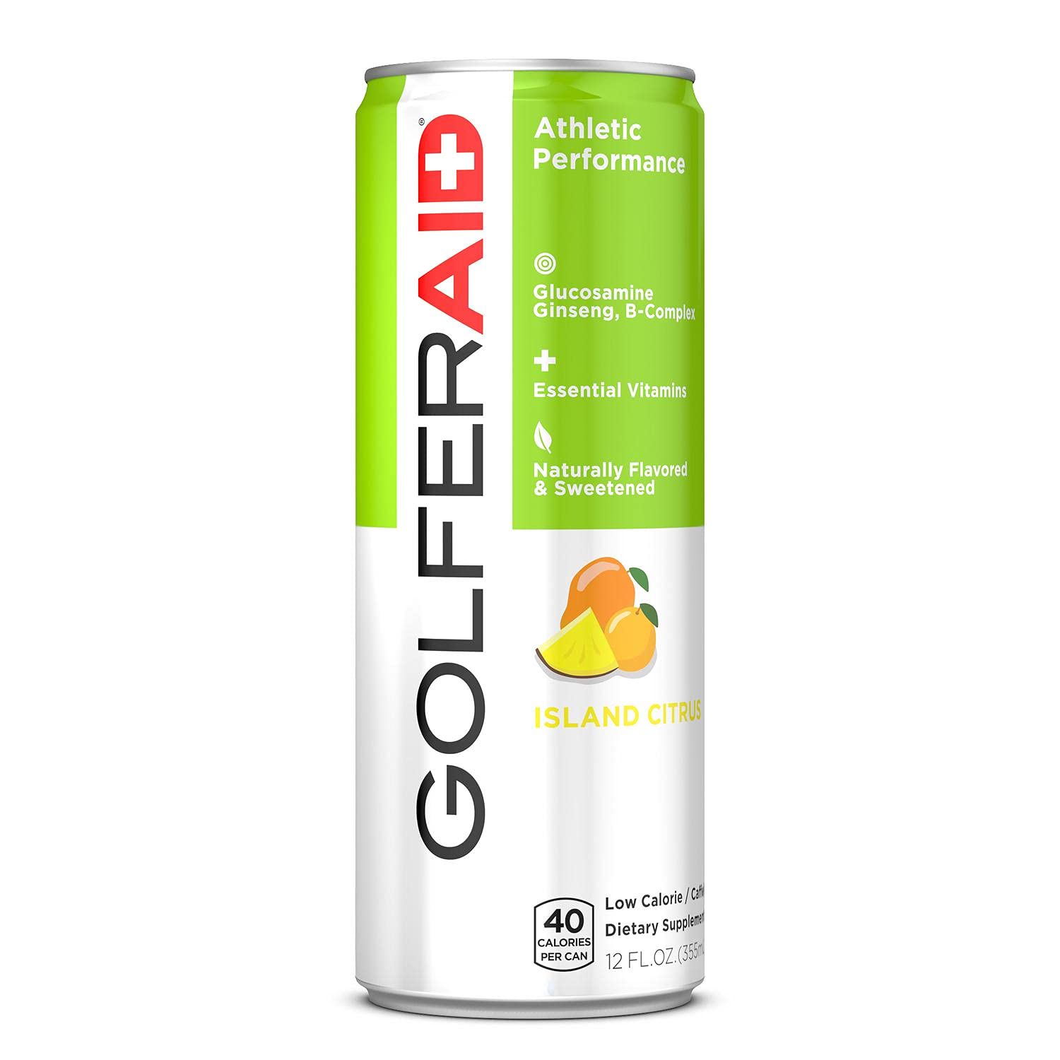 GOLFERAID Performance Blend, Up Your Golf Game, No Caffeine, Glucosamine, Turmeric, MSM, CoQ10, B-Complex, BCAAs and Electrolytes, 40 Calories, 100% Clean, Paleo, Vegan, 12-oz. cans (Pack of 24)