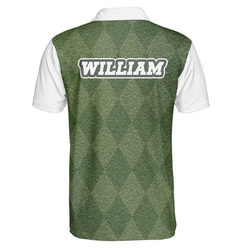 Elevate Your Game with the Personalized Green Grass Golf Polo - Customizable Golf Shirt for Enthusiasts