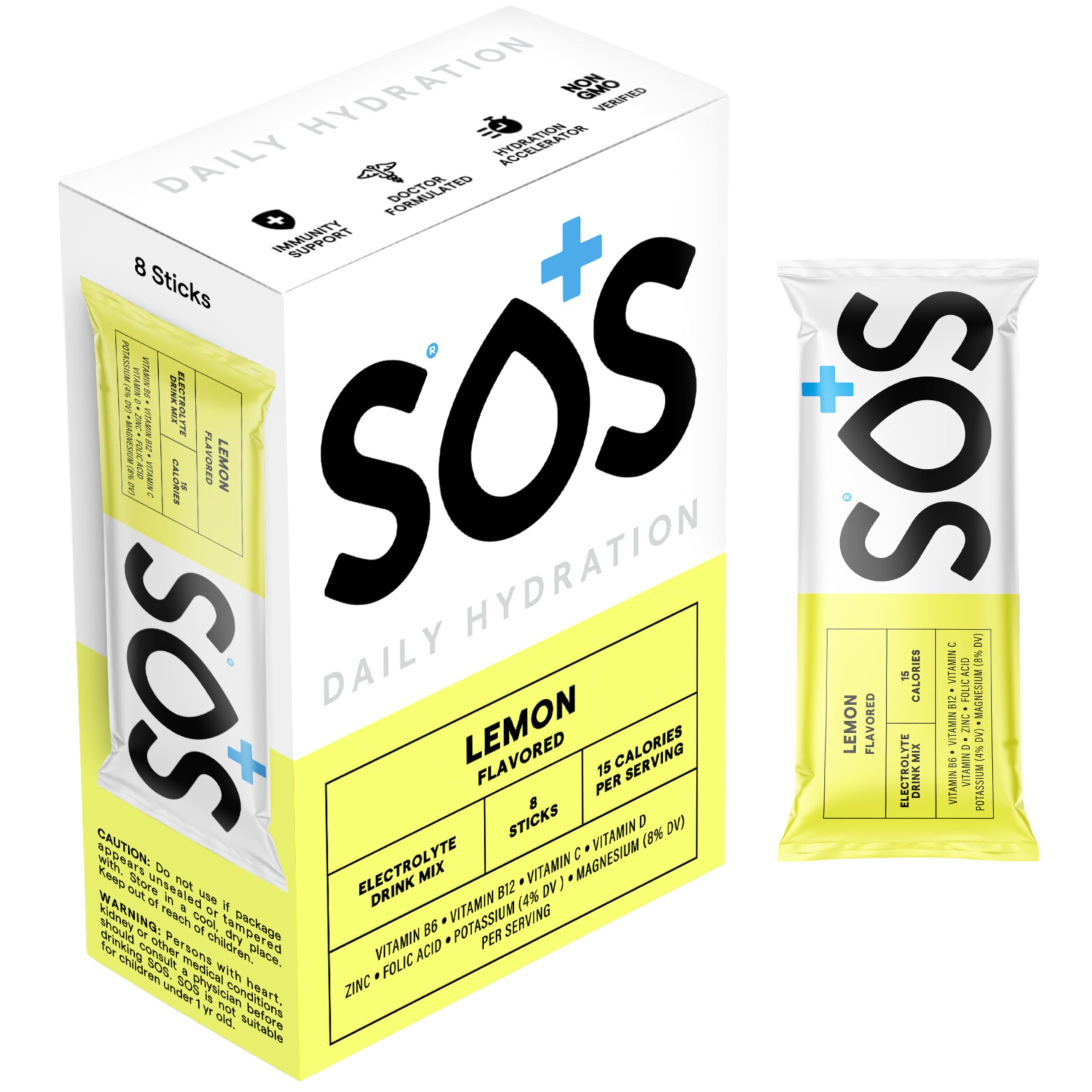 SOS Hydration Electrolyte Drink Mix (5 Servings + Reusable Bottle, Variety Pack)