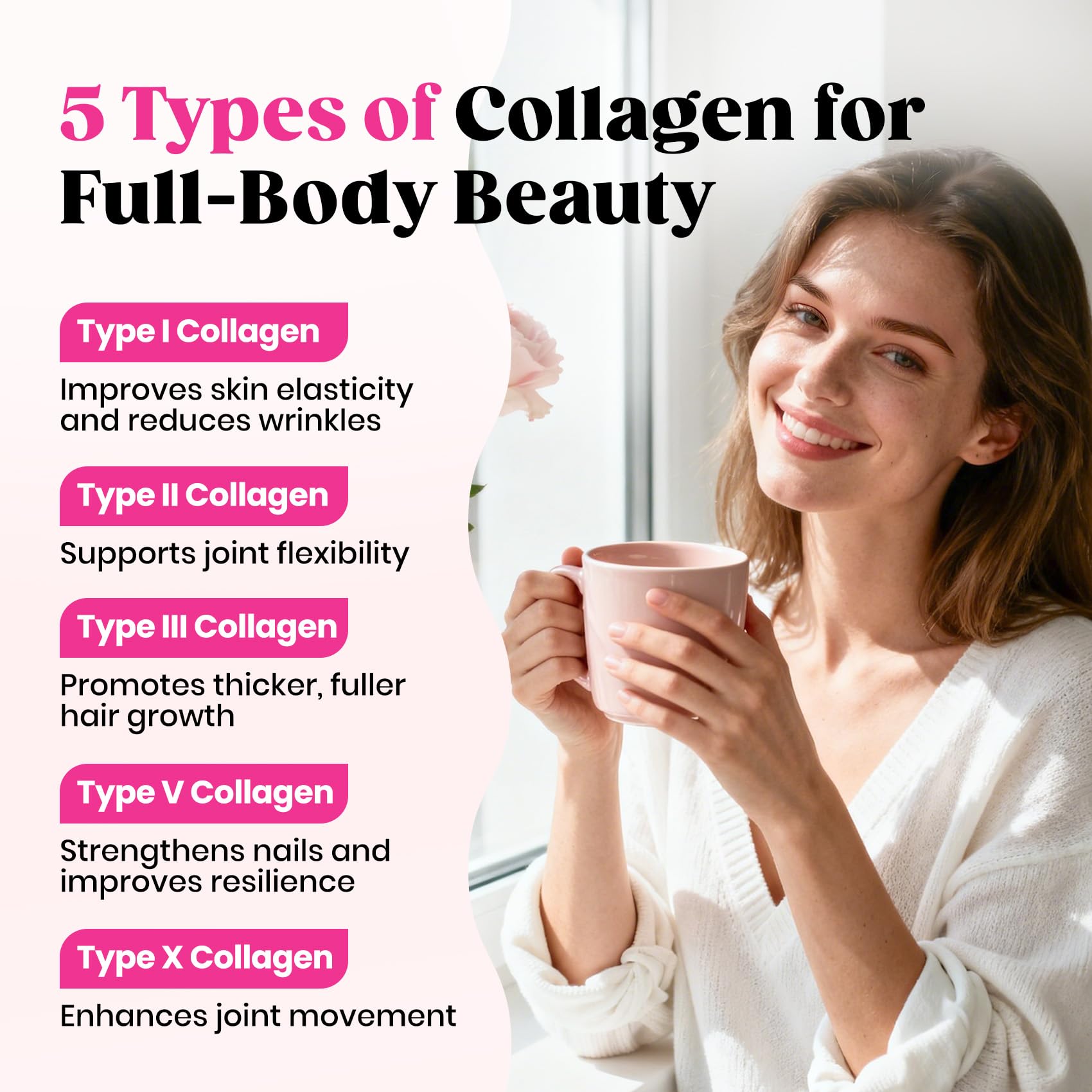 Venture Pal Multi Collagen Powder Type I, II, III, V, X – Hydrolyzed Collagen Peptides MSM, GC, Hyaluronic Acid Vitamin C | Collagen Supplement for Women | Joint, Hair, Skin & Nail Support | Non-GMO