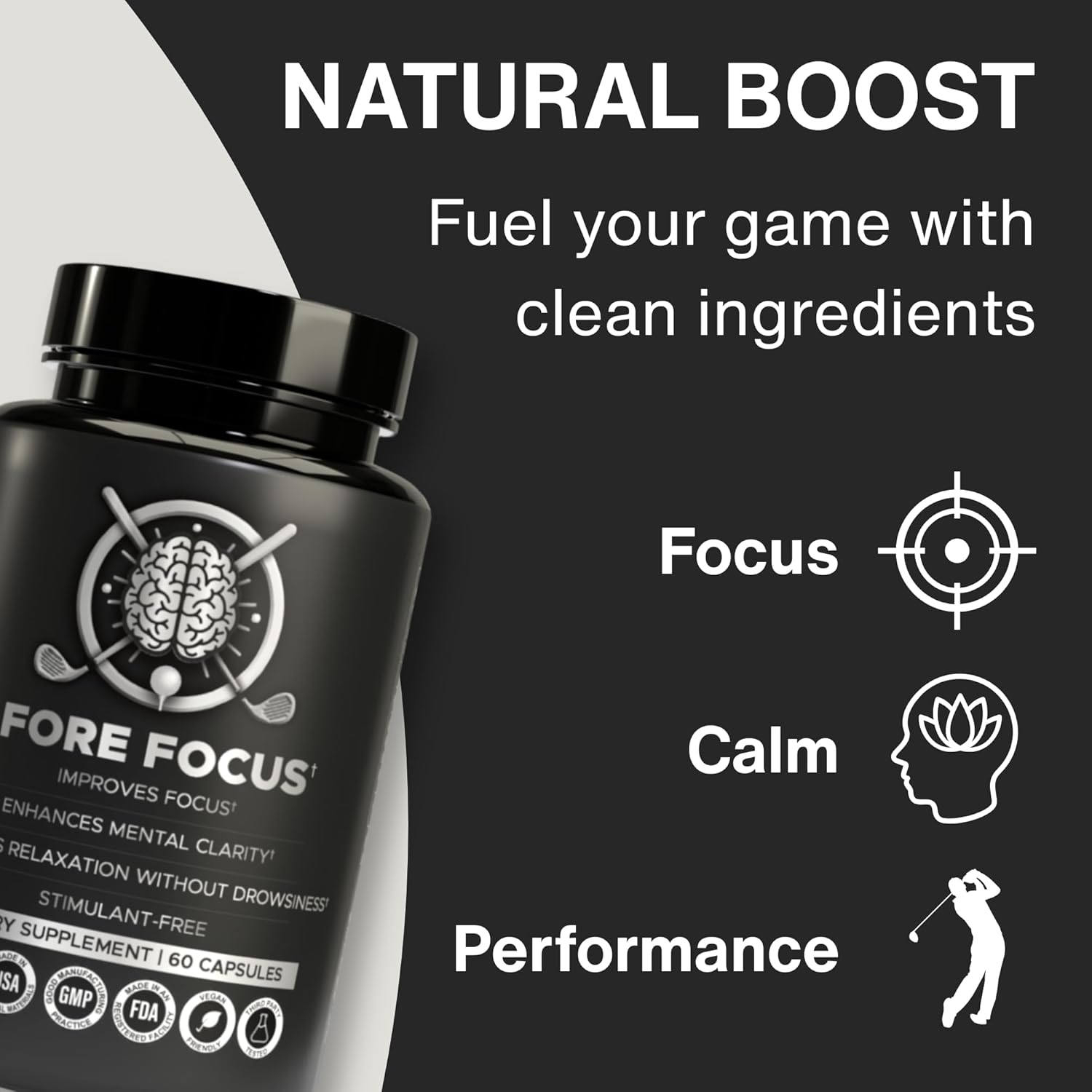 Sports Supplements - Mental Focus Support Supplement - Ashwagandha, L Theanine, Rhodiola Rosea & Ginkgo Biloba - Alpha Brain Supplements for Memory or Focus, Non-GMO, Vegan (1 month supply)