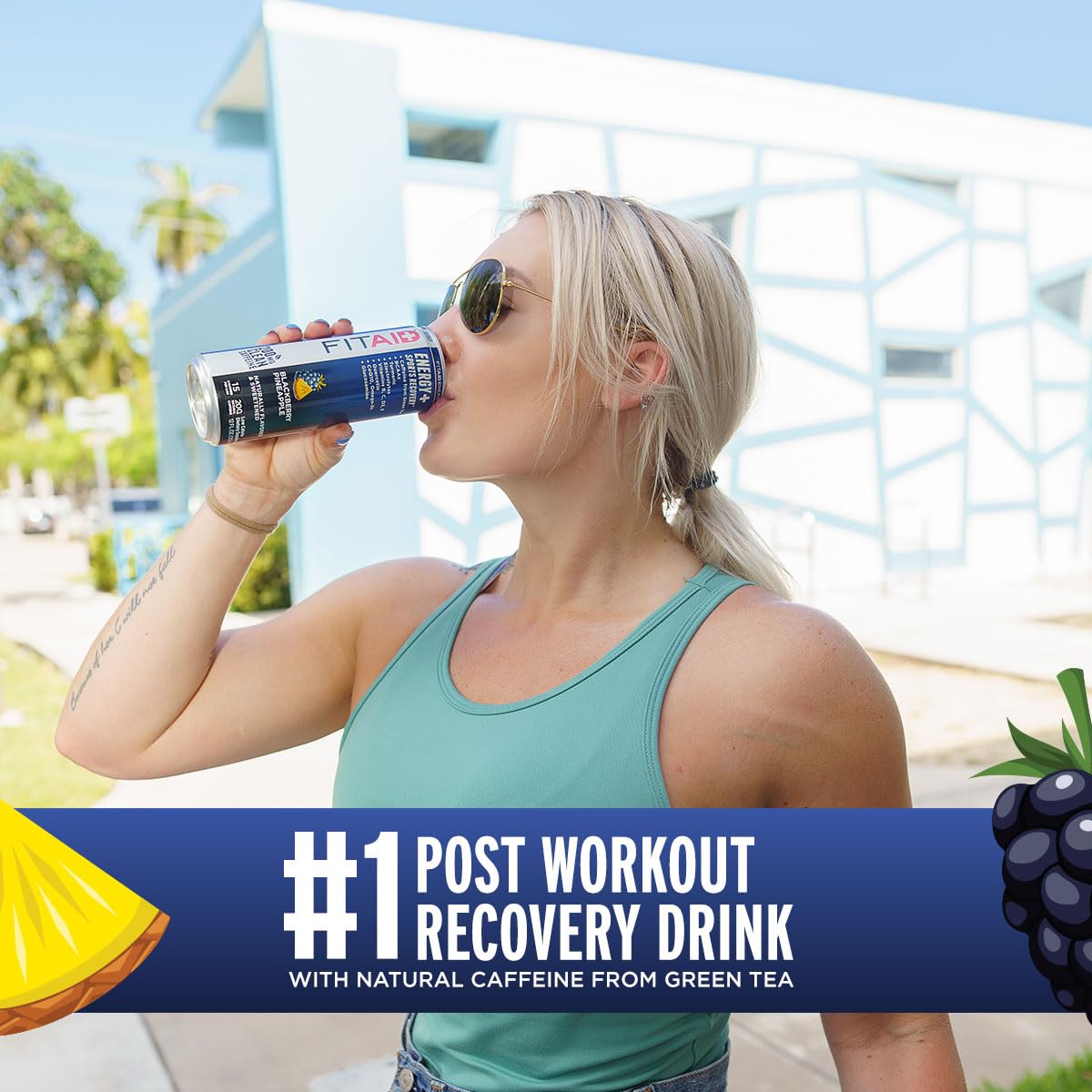 GOLFERAID Performance Blend, Up Your Golf Game, No Caffeine, Glucosamine, Turmeric, MSM, CoQ10, B-Complex, BCAAs and Electrolytes, 40 Calories, 100% Clean, Paleo, Vegan, 12-oz. cans (Pack of 24)