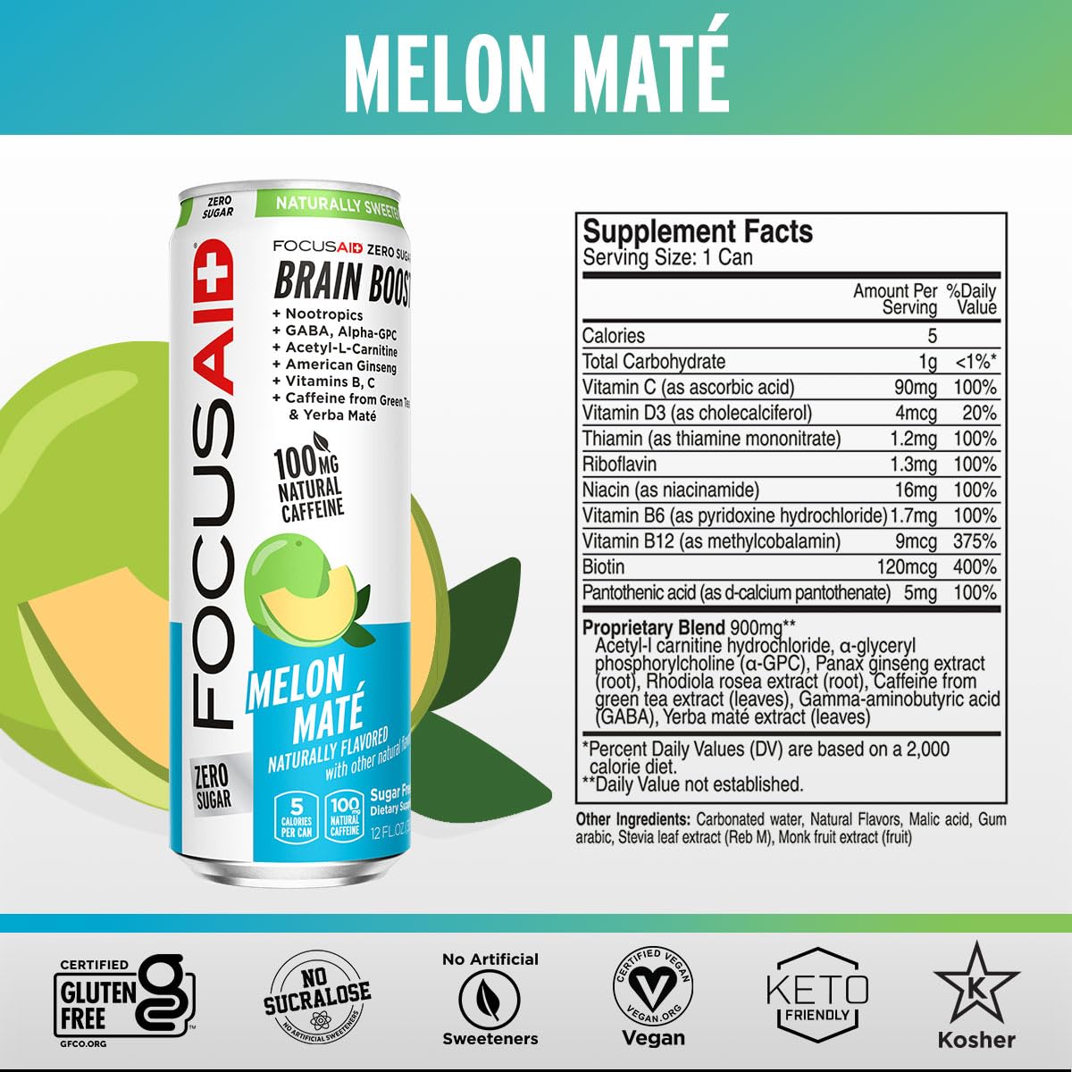 GOLFERAID Performance Blend, Up Your Golf Game, No Caffeine, Glucosamine, Turmeric, MSM, CoQ10, B-Complex, BCAAs and Electrolytes, 40 Calories, 100% Clean, Paleo, Vegan, 12-oz. cans (Pack of 24)