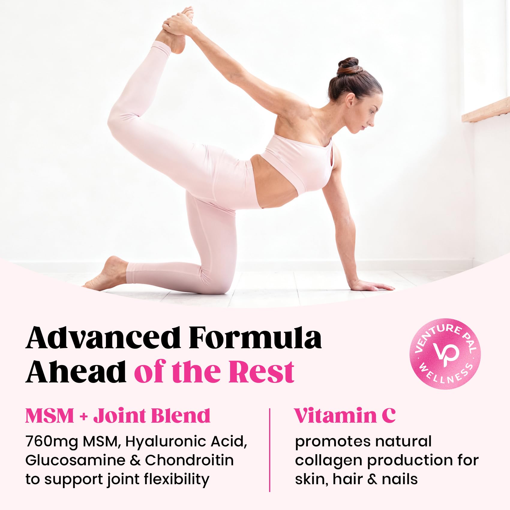 Venture Pal Multi Collagen Powder Type I, II, III, V, X – Hydrolyzed Collagen Peptides MSM, GC, Hyaluronic Acid Vitamin C | Collagen Supplement for Women | Joint, Hair, Skin & Nail Support | Non-GMO