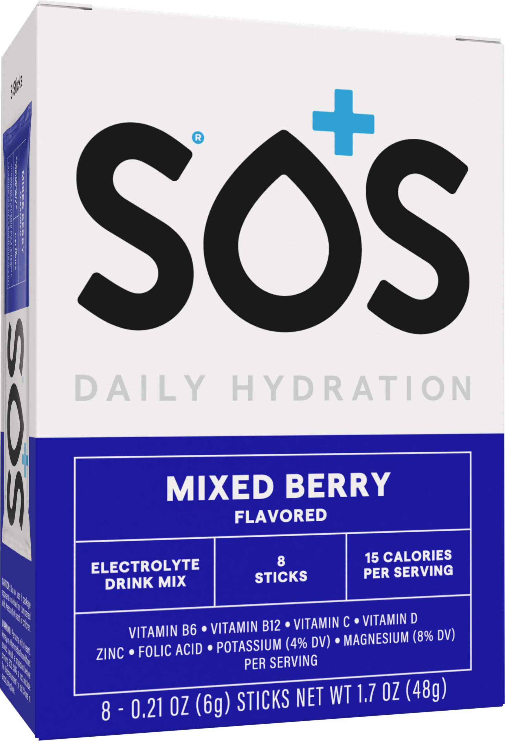 SOS Hydration Electrolyte Drink Mix (5 Servings + Reusable Bottle, Variety Pack)