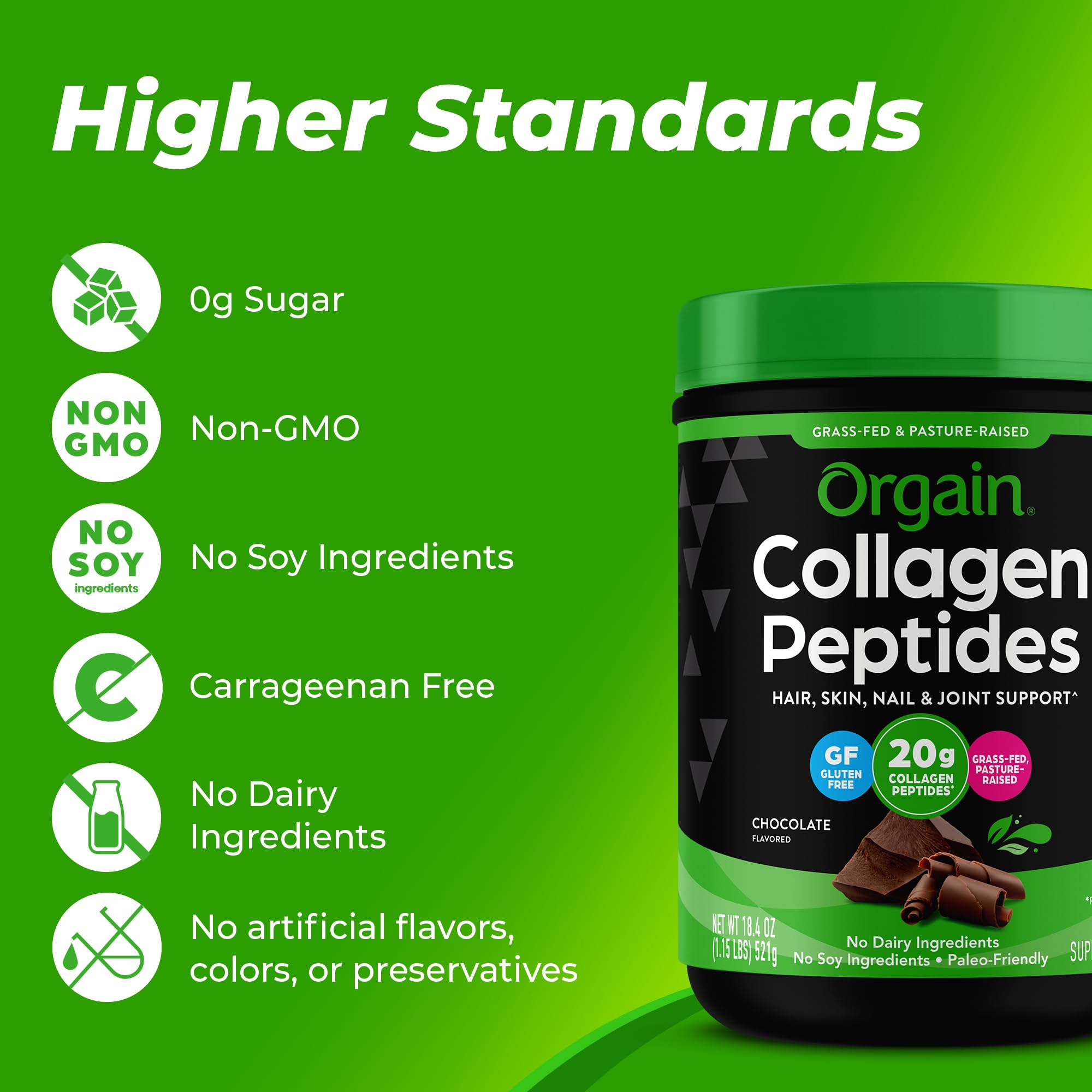 Orgain Hydrolyzed Collagen Peptides Powder For Women & Men, 20g Grass Fed Collagen, Unflavored - Hair, Skin, Nail, & Joint Support Supplement, Paleo & Keto, Non-GMO, Type I and III, 1lb