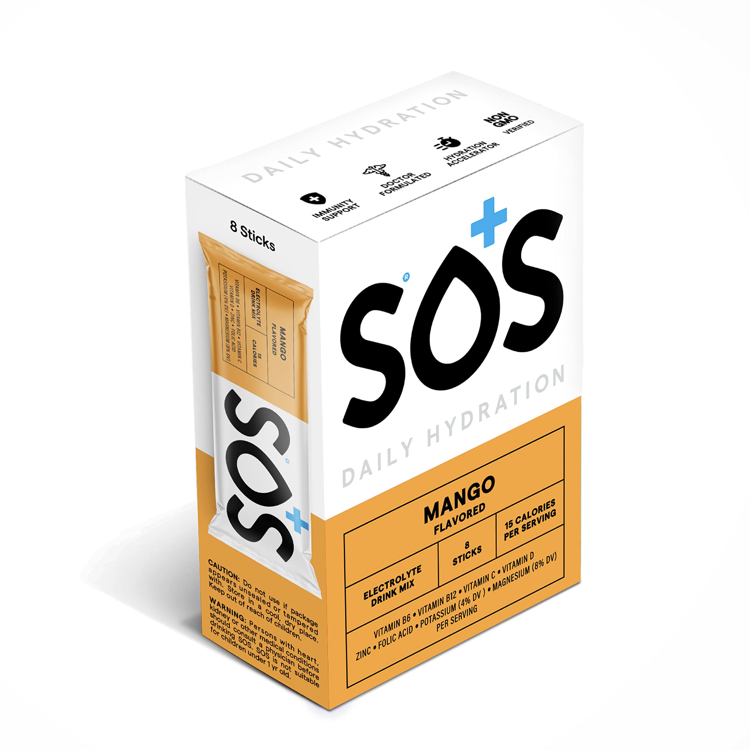 SOS Hydration Electrolyte Drink Mix (5 Servings + Reusable Bottle, Variety Pack)