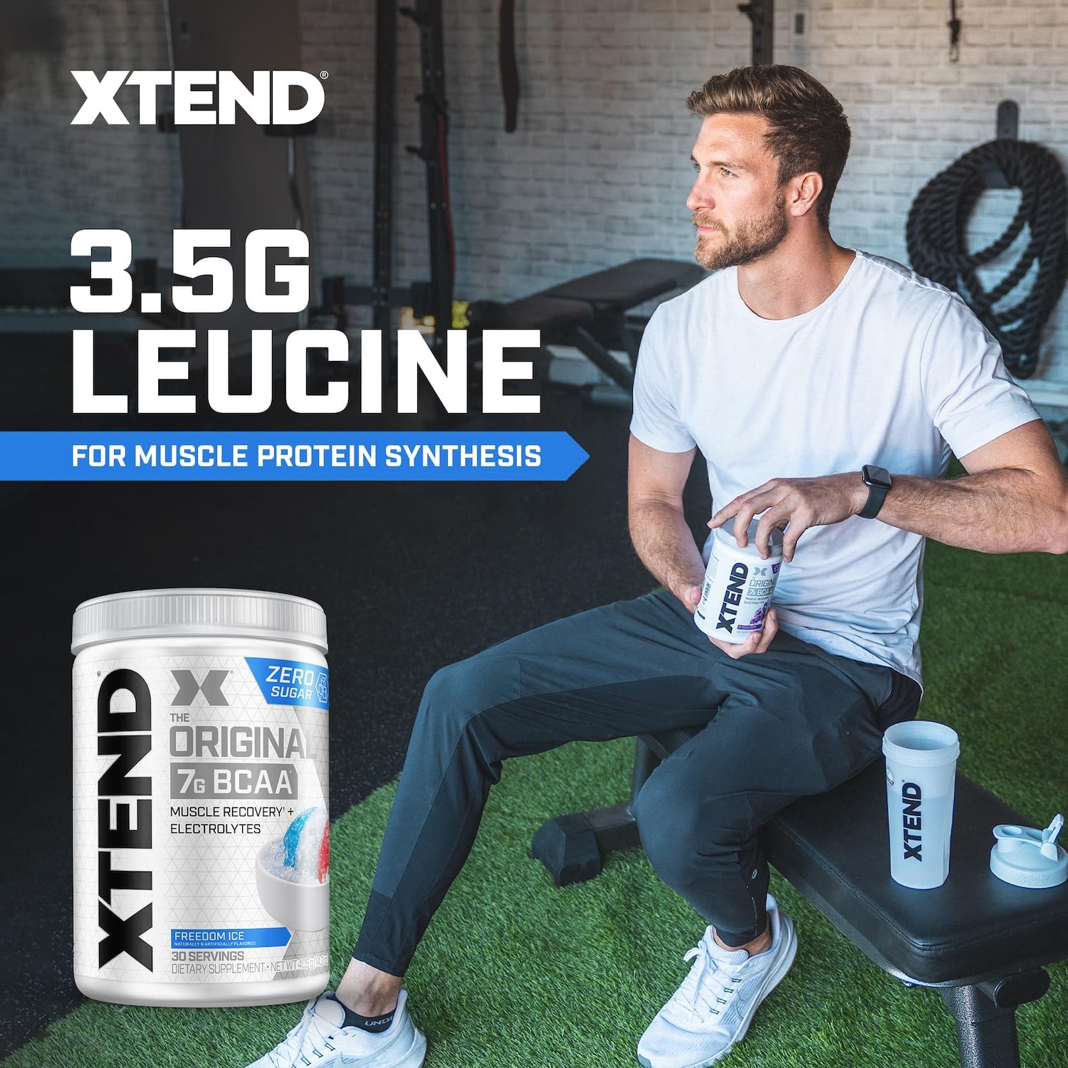 Xtend Original BCAA Powder 7g BCAA and 2.5g L-Glutamine, Sugar Free Post Workout Muscle Recovery Drink with Amino Acids for Men & Women, 90 Servings