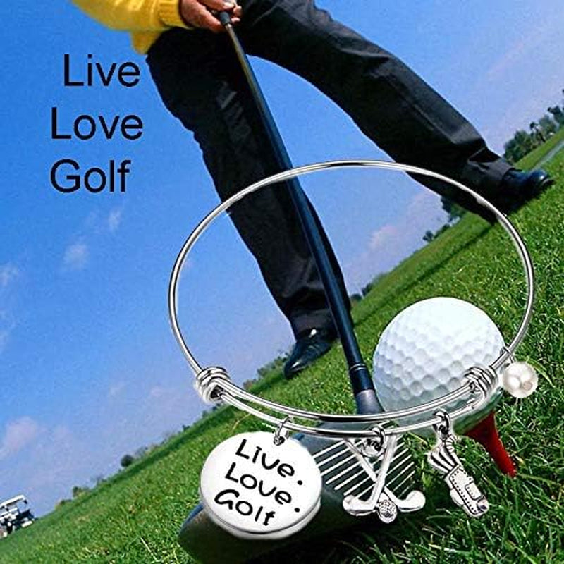 Charming Golf Bracelet - Live Love Golf Expandable Charm Jewelry for Golf Lovers and Teams