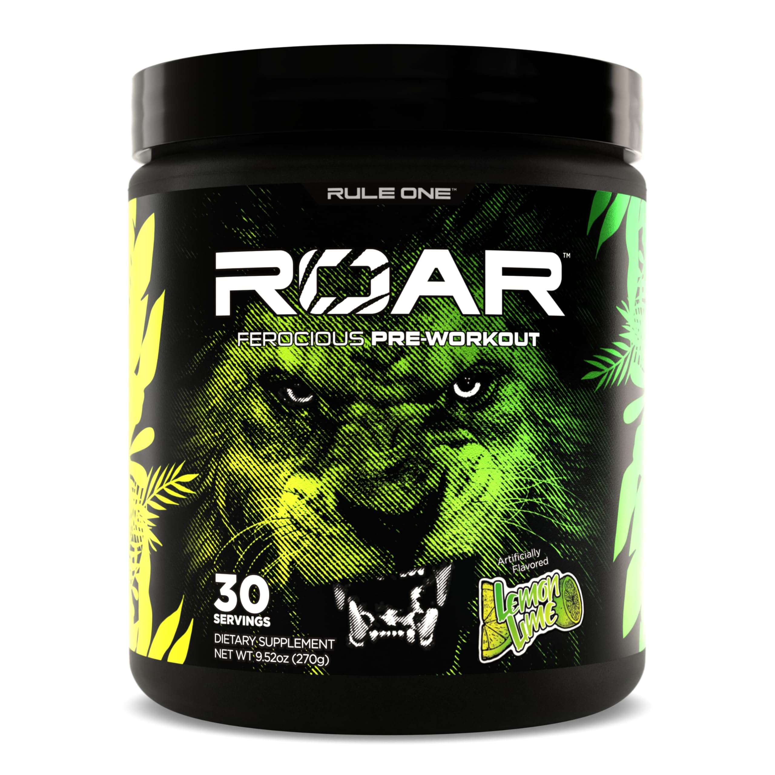 Rule 1 R1 Roar - Pre-Workout Powder with Creatine, Beta-Alanine, Citrulline, Electrolytes & Caffeine (30 Servings, Blue Razz)