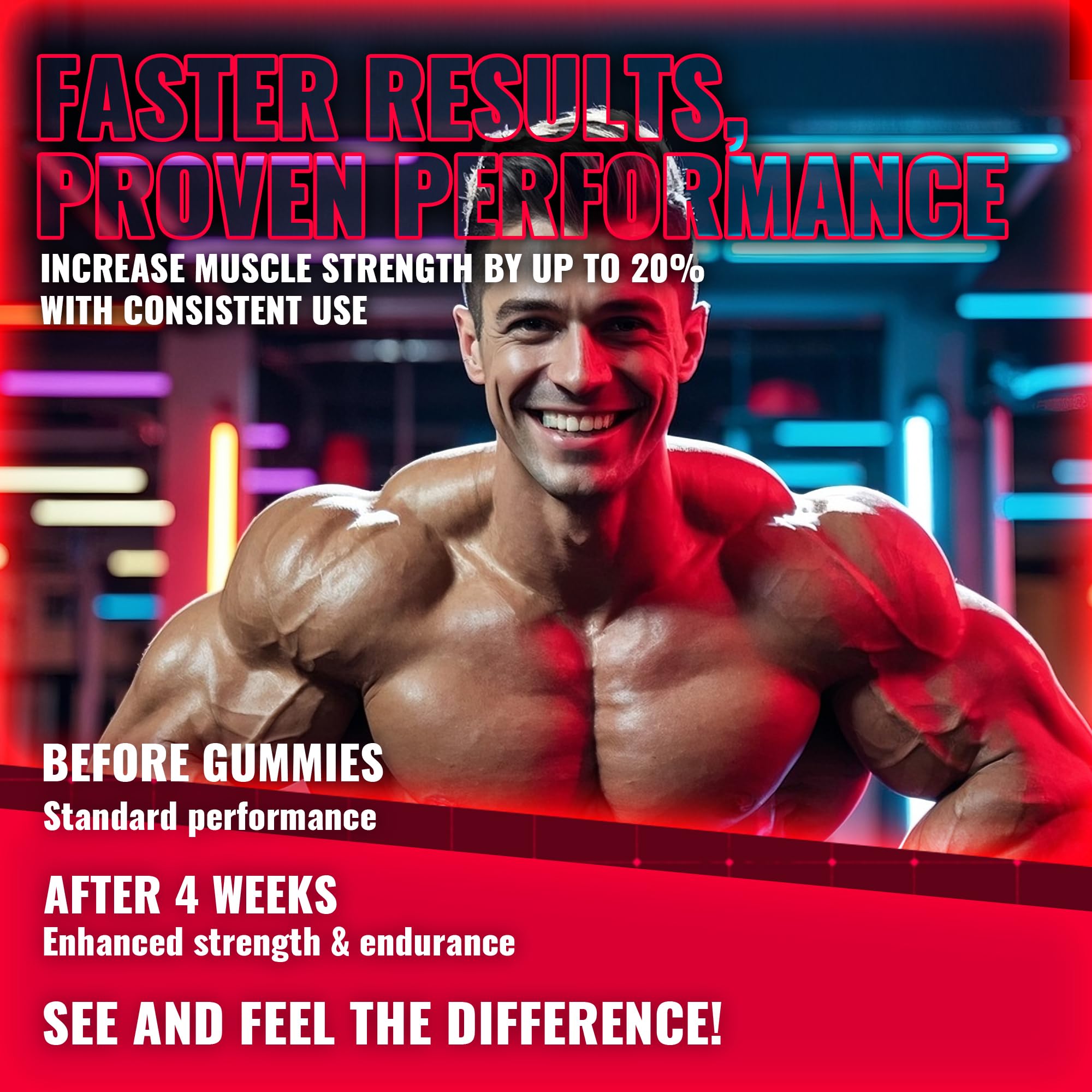 zipvit Creatine Monohydrate Gummies (5g) – Pre-Workout Energy & Muscle Growth Support for Men & Women | Orange Electrolyte Gummies (135 Count)