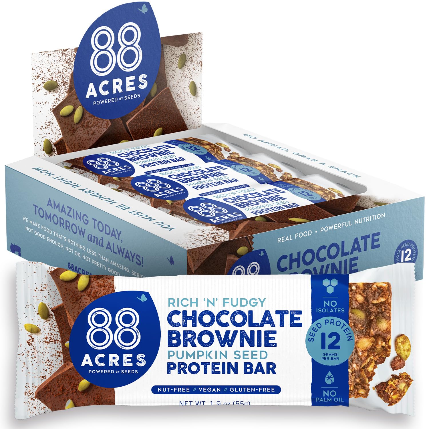 88 Acres Plant Based Seed Protein Bar | 9 Pack, Banana Bread | 12g of Plant Based Protein, Gluten Free, Nut Free, Non GMO, School Safe, No Palm Oil