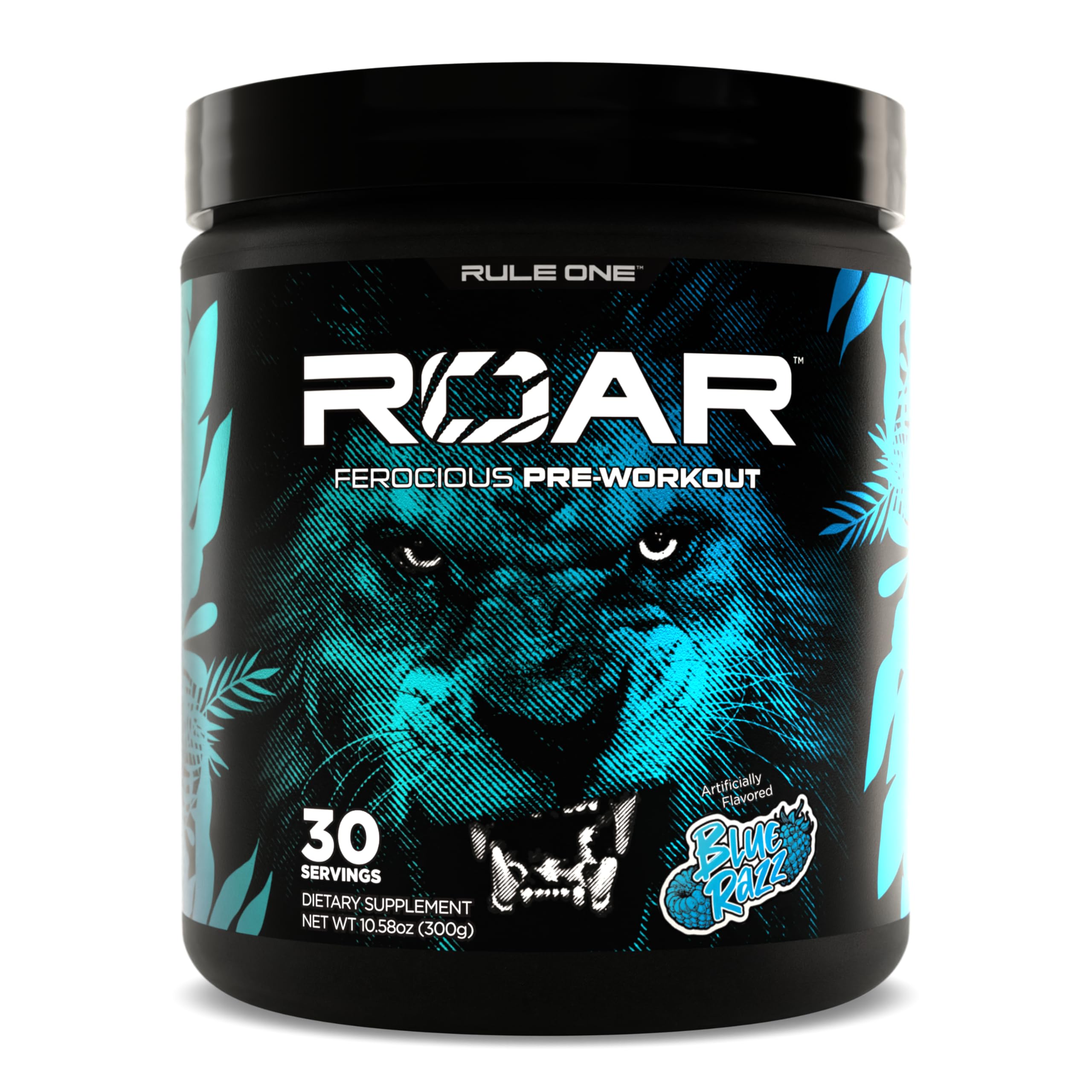 Rule 1 R1 Roar - Pre-Workout Powder with Creatine, Beta-Alanine, Citrulline, Electrolytes & Caffeine (30 Servings, Blue Razz)