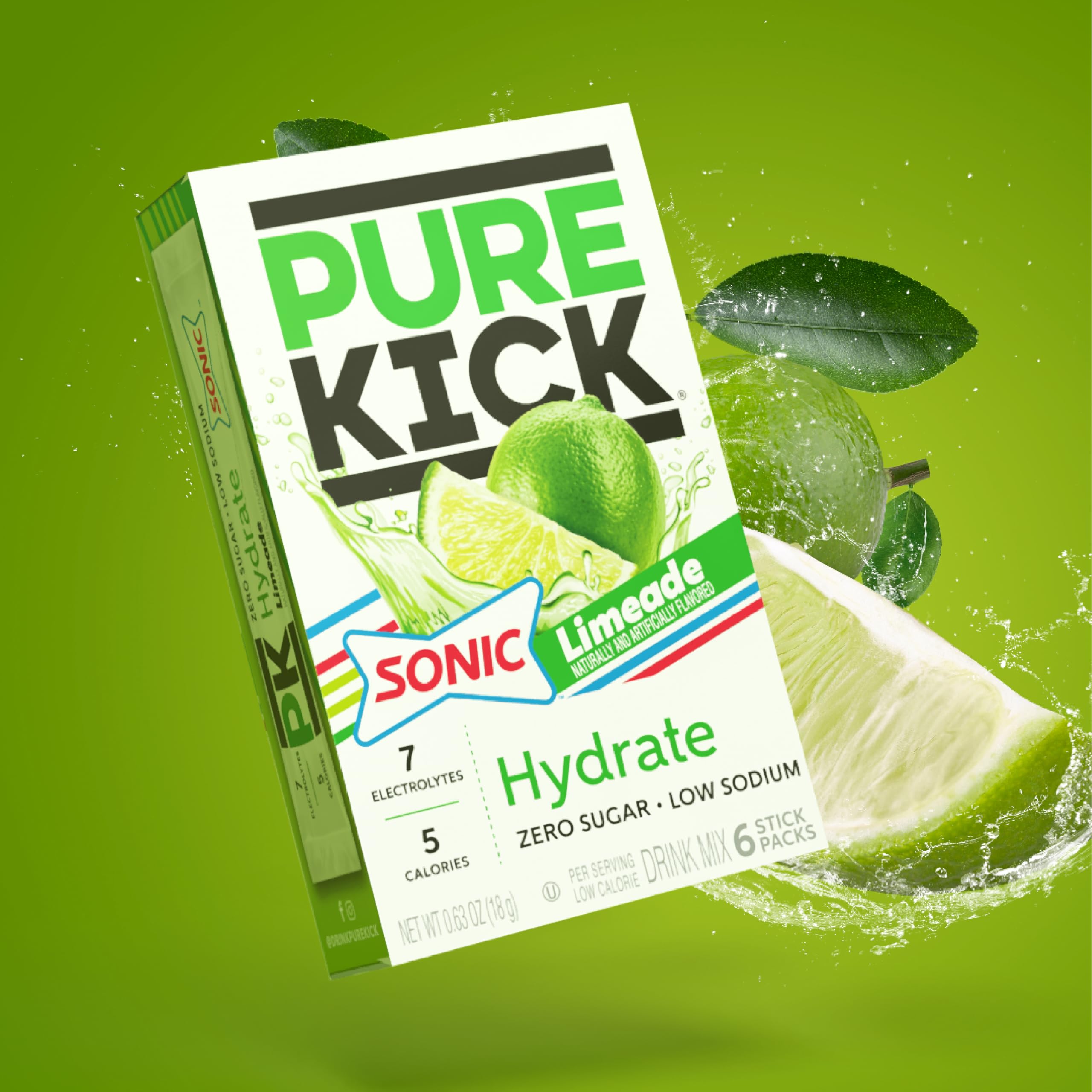 PURE KICK Energy and Hydrate Singles To Go Drink Mix Variety Pack, Black cherry Pomegranate, Orange Passion Fruit, Strawberry watermelon and Concord Grape, 30 Count (Pack - 1)