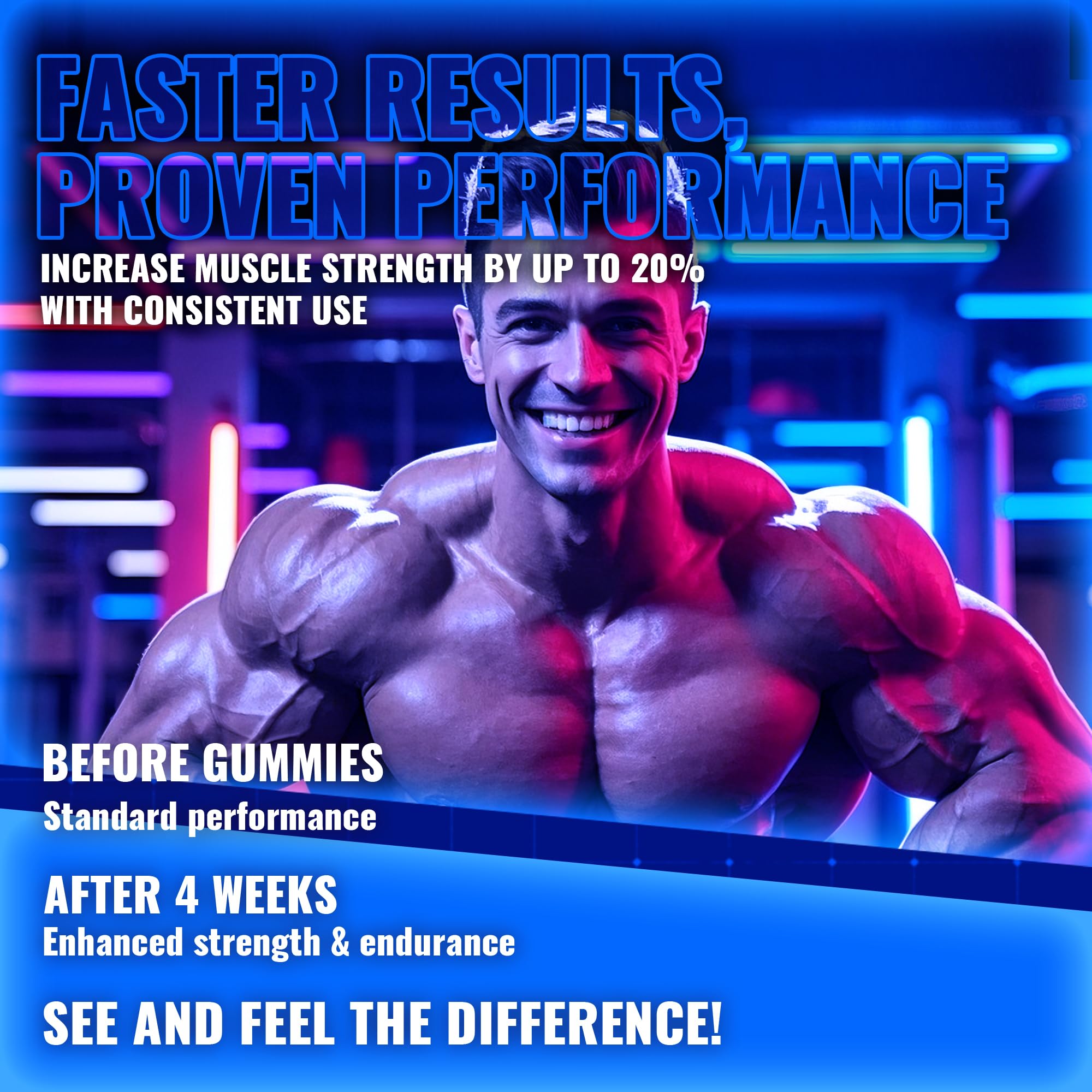 zipvit Creatine Monohydrate Gummies (5g) – Pre-Workout Energy & Muscle Growth Support for Men & Women | Orange Electrolyte Gummies (135 Count)