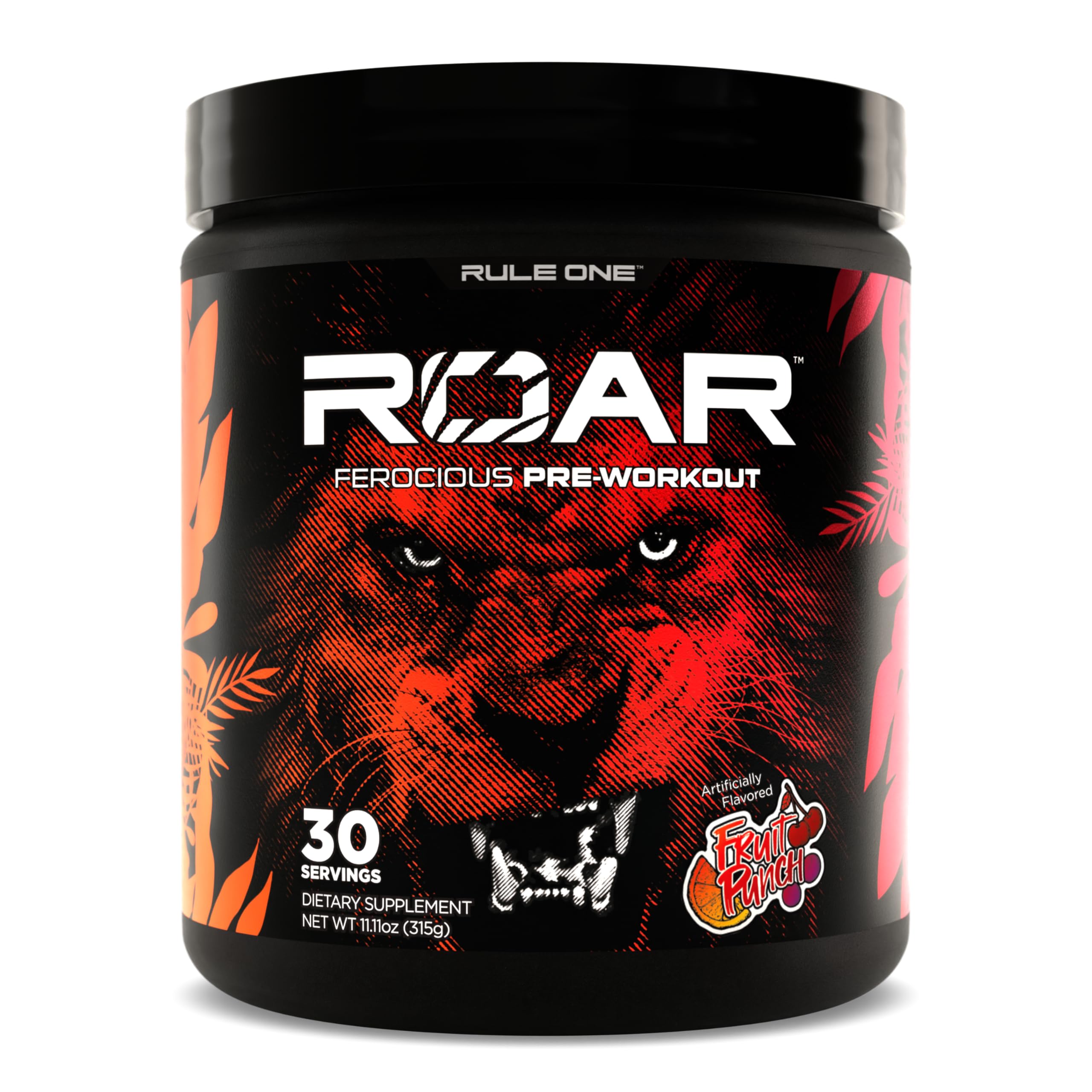 Rule 1 R1 Roar - Pre-Workout Powder with Creatine, Beta-Alanine, Citrulline, Electrolytes & Caffeine (30 Servings, Blue Razz)