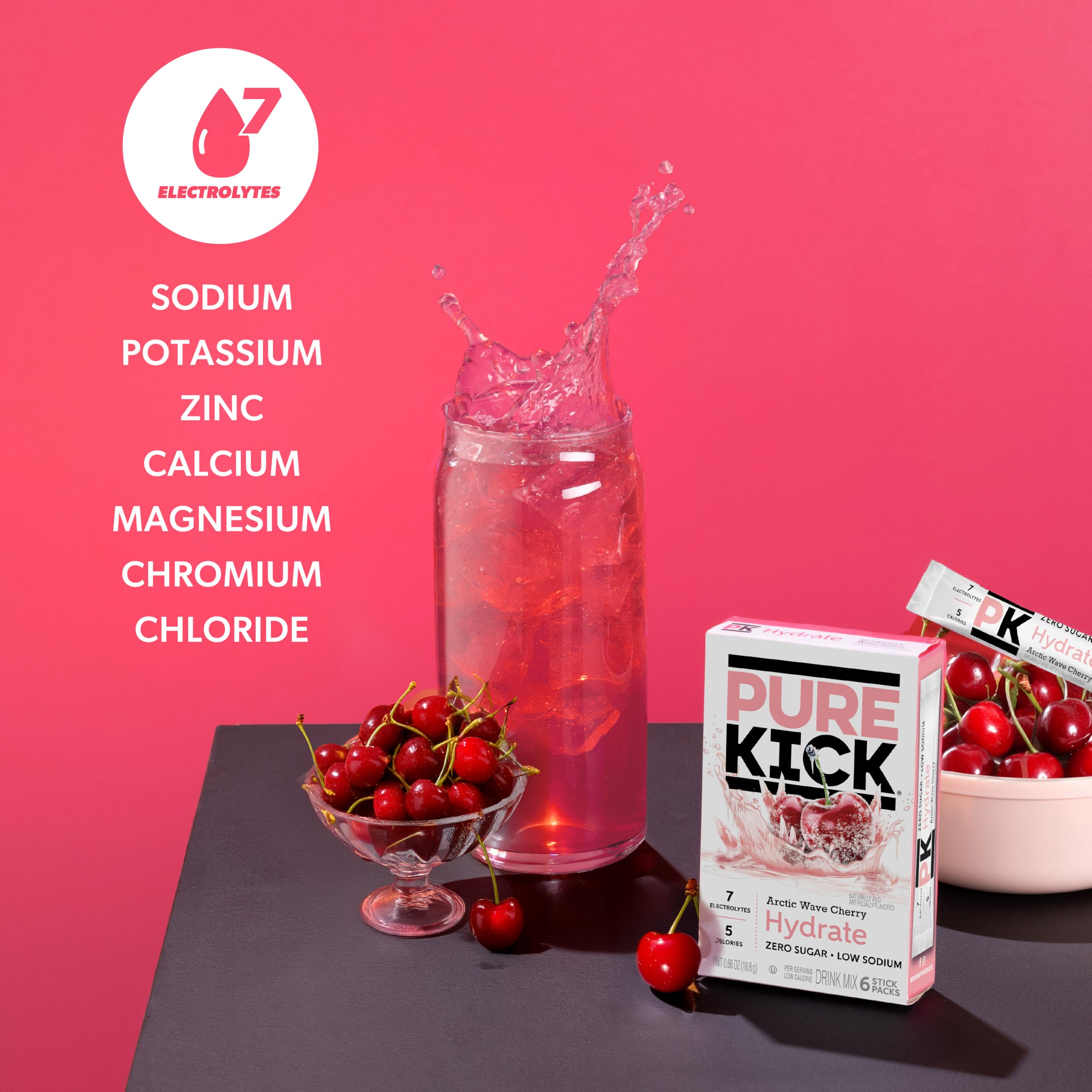 PURE KICK Energy and Hydrate Singles To Go Drink Mix Variety Pack, Black cherry Pomegranate, Orange Passion Fruit, Strawberry watermelon and Concord Grape, 30 Count (Pack - 1)