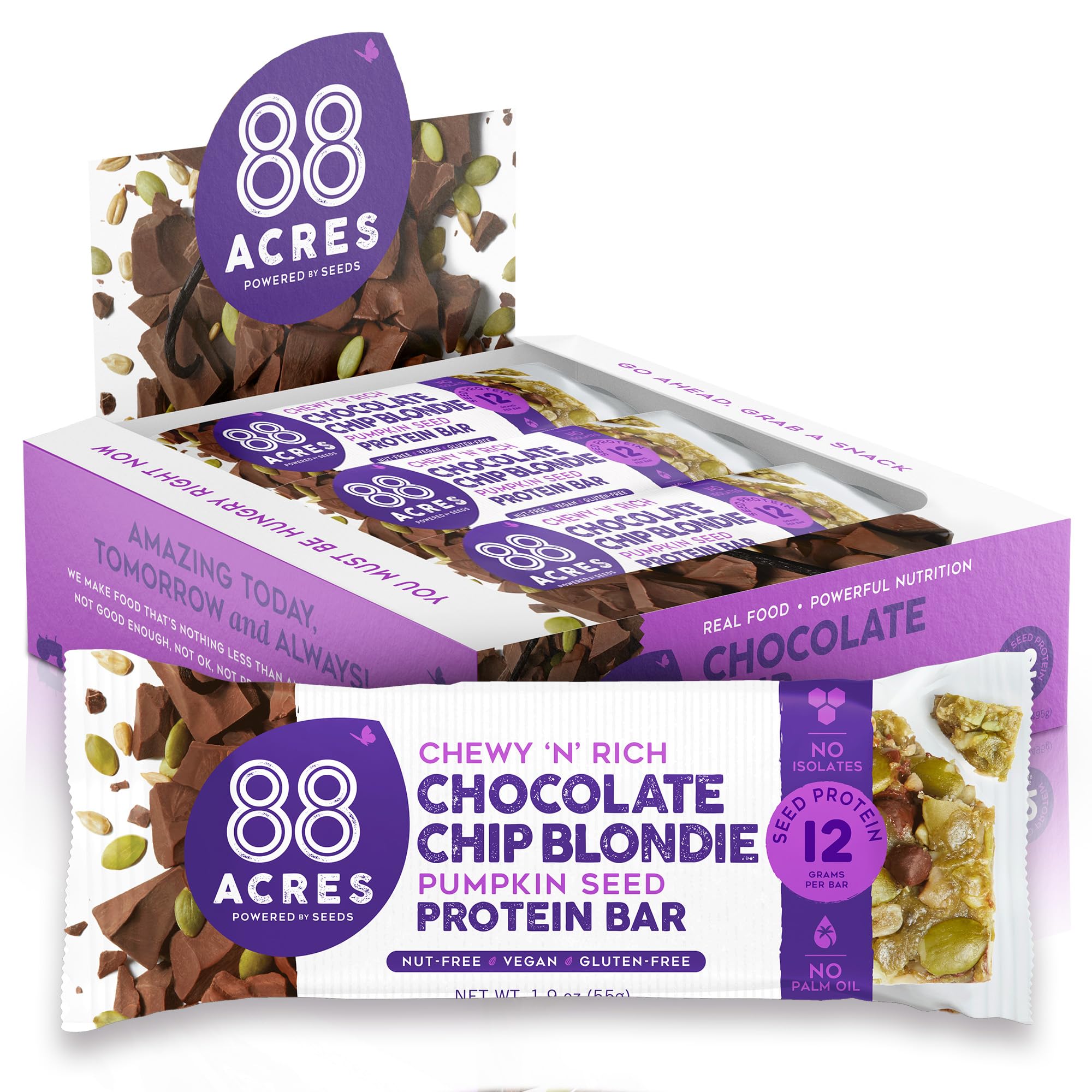 88 Acres Plant Based Seed Protein Bar | 9 Pack, Banana Bread | 12g of Plant Based Protein, Gluten Free, Nut Free, Non GMO, School Safe, No Palm Oil