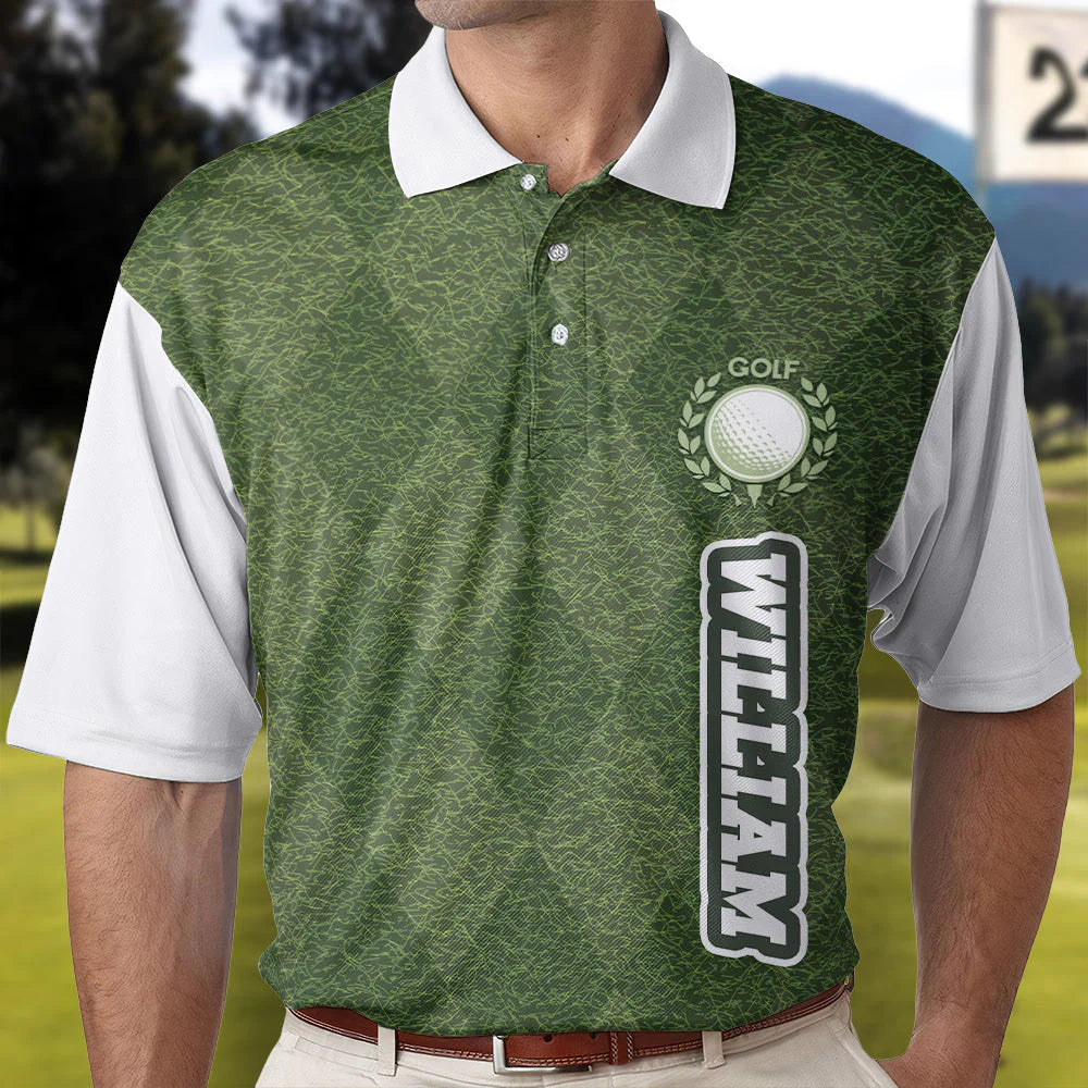 Elevate Your Game with the Personalized Green Grass Golf Polo - Customizable Golf Shirt for Enthusiasts