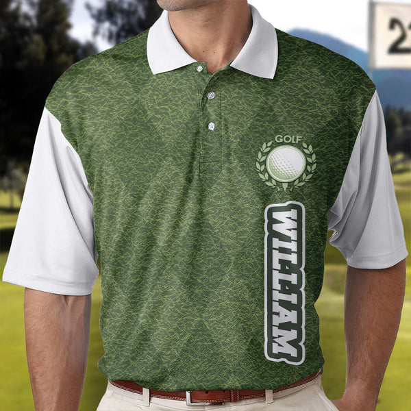 Elevate Your Game with the Personalized Green Grass Golf Polo - Customizable Golf Shirt for Enthusiasts