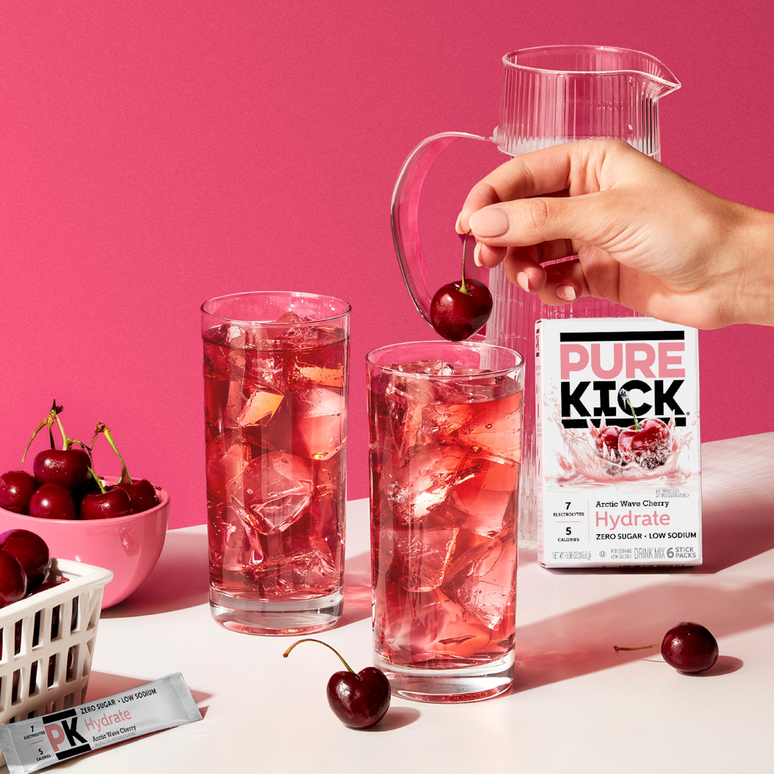 PURE KICK Energy and Hydrate Singles To Go Drink Mix Variety Pack, Black cherry Pomegranate, Orange Passion Fruit, Strawberry watermelon and Concord Grape, 30 Count (Pack - 1)