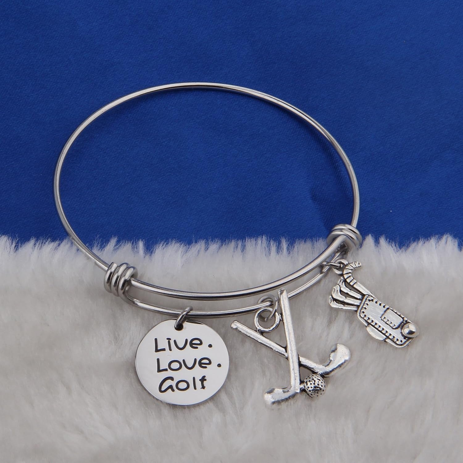 Charming Golf Bracelet - Live Love Golf Expandable Charm Jewelry for Golf Lovers and Teams