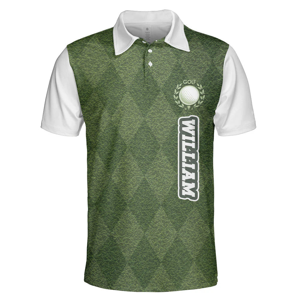 Elevate Your Game with the Personalized Green Grass Golf Polo - Customizable Golf Shirt for Enthusiasts
