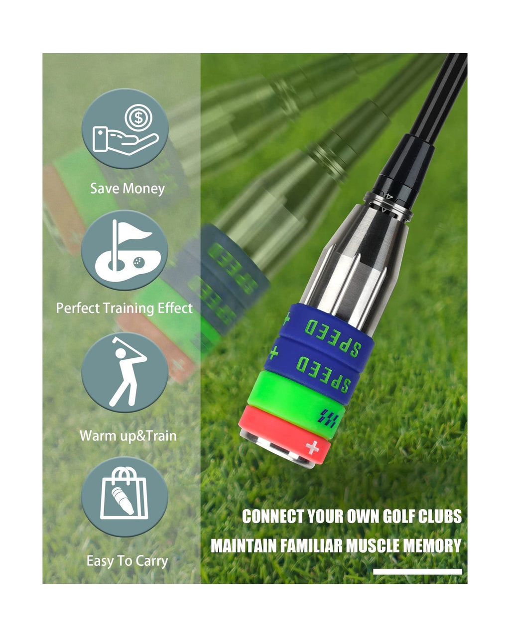 Boost Your Game with the Big Crazy Adjustable Golf Swing Speed Trainer - Enhance Your Swing Speed and Technique with Three Weight Options!