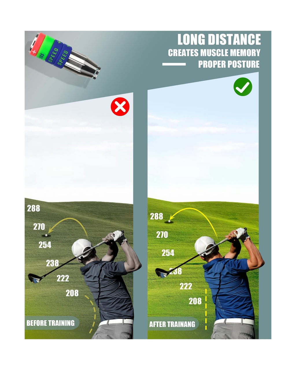 Boost Your Game with the Big Crazy Adjustable Golf Swing Speed Trainer - Enhance Your Swing Speed and Technique with Three Weight Options!