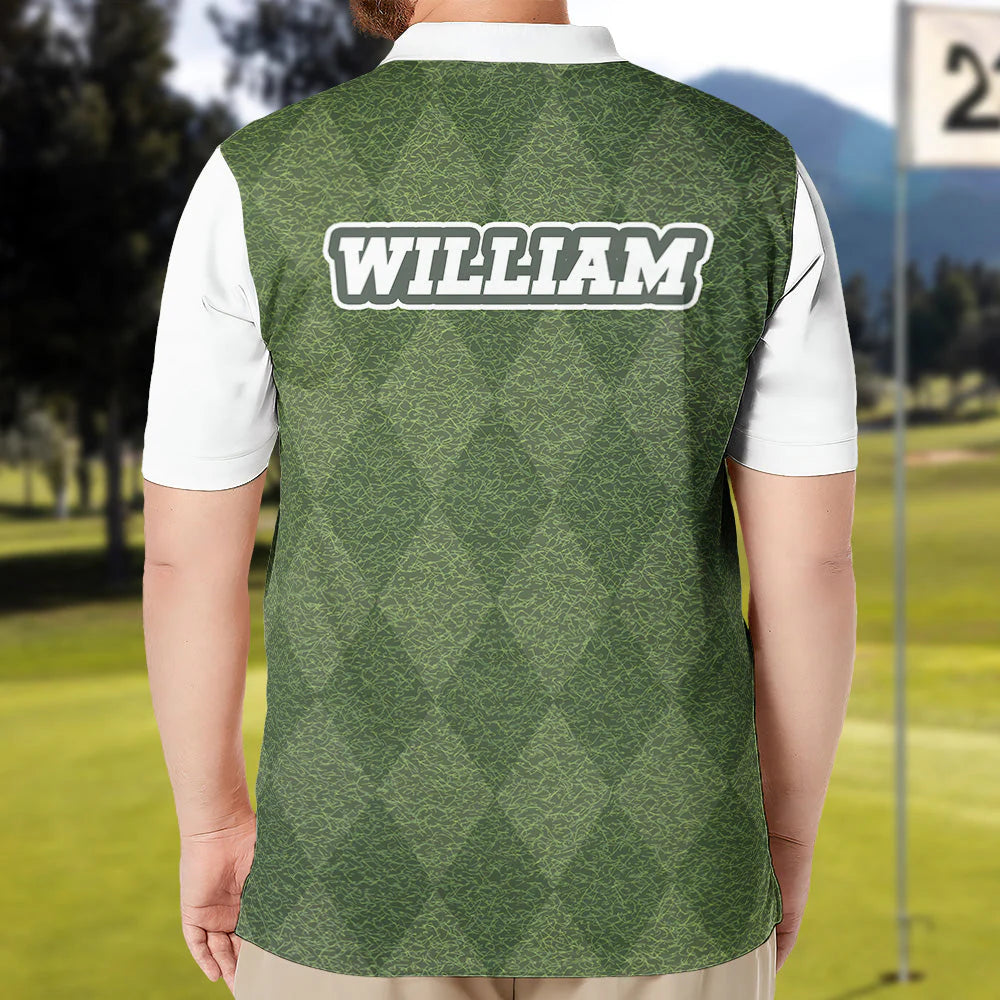 Elevate Your Game with the Personalized Green Grass Golf Polo - Customizable Golf Shirt for Enthusiasts