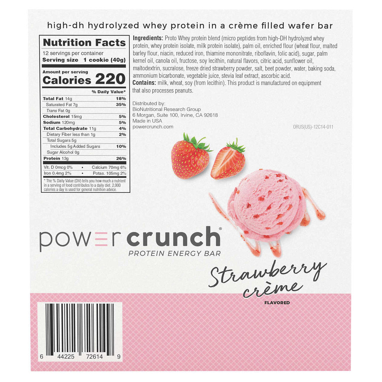 Protein Energy Bar, Strawberry Creme, 1.4 Oz, 12-Count
